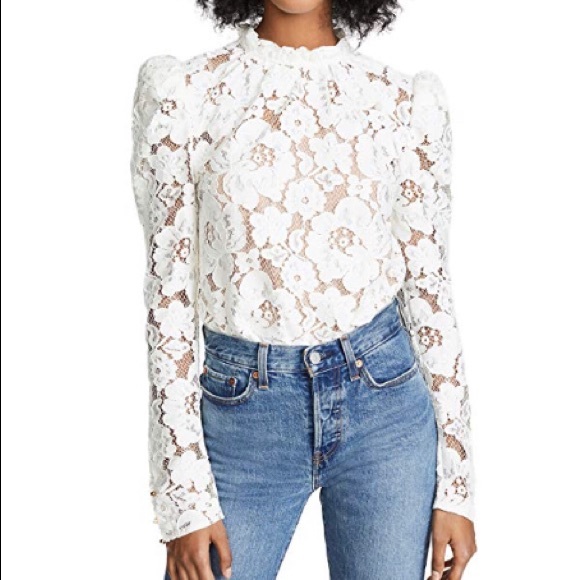 Wayf erika puff sleeve lace top Clearance